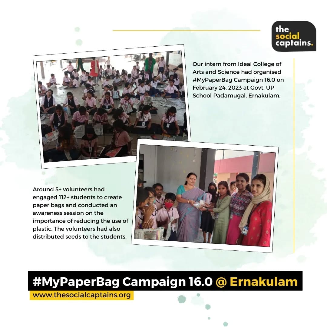 117 volunteers created 117 paper bags to raise awareness about plastic pollution in Ernakulam.