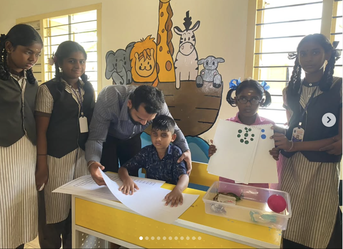 3 volunteers distributed 18 Braille Periodic Tables and 80 Tactile Science Cards to support 21 visually impaired students at Government Blind School, Uliyampalayam in collaboration with Being Jigyaasu and Wipro in Coimbatore