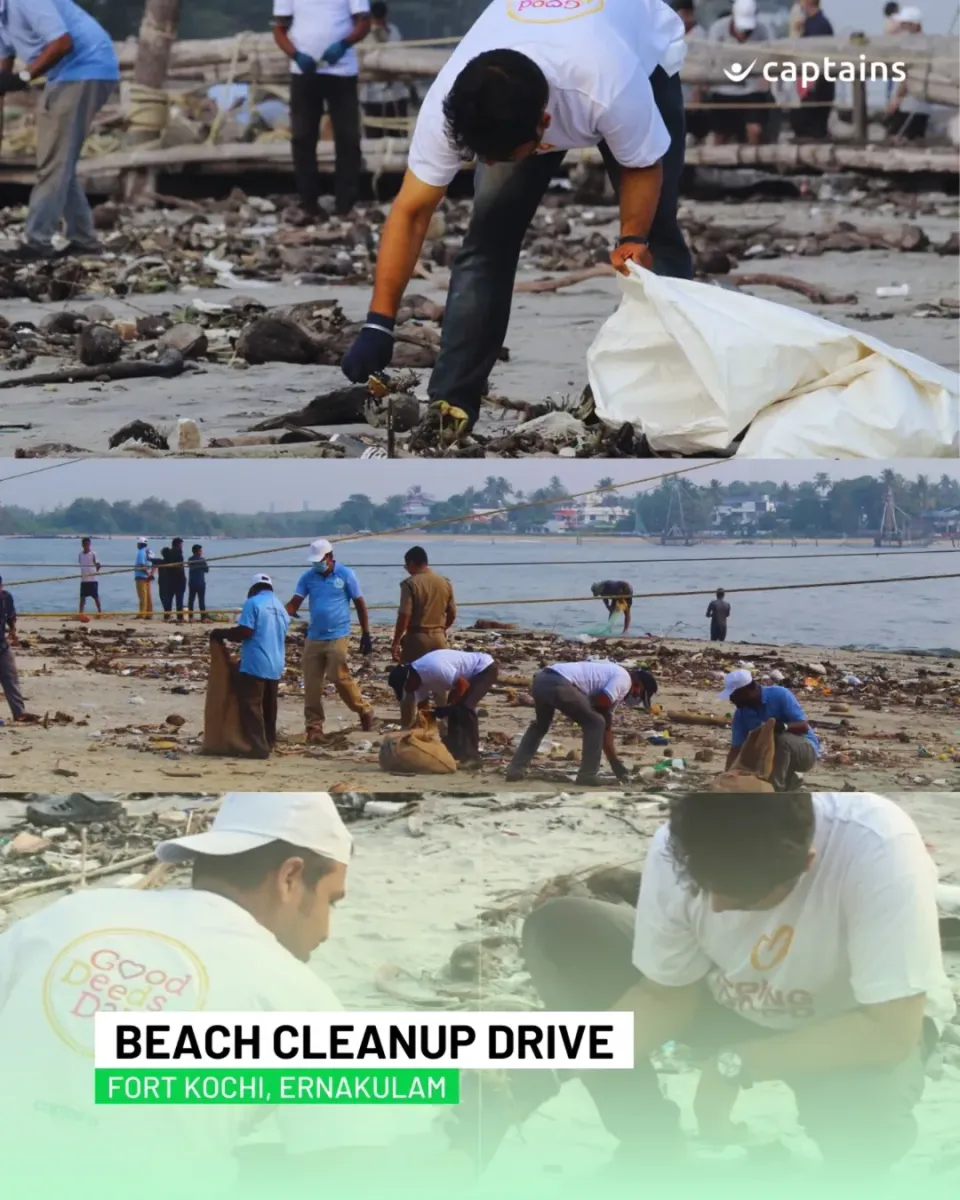 120 Volunteers of Kerala Fisheries Department Cleaned Fort Kochi Beach