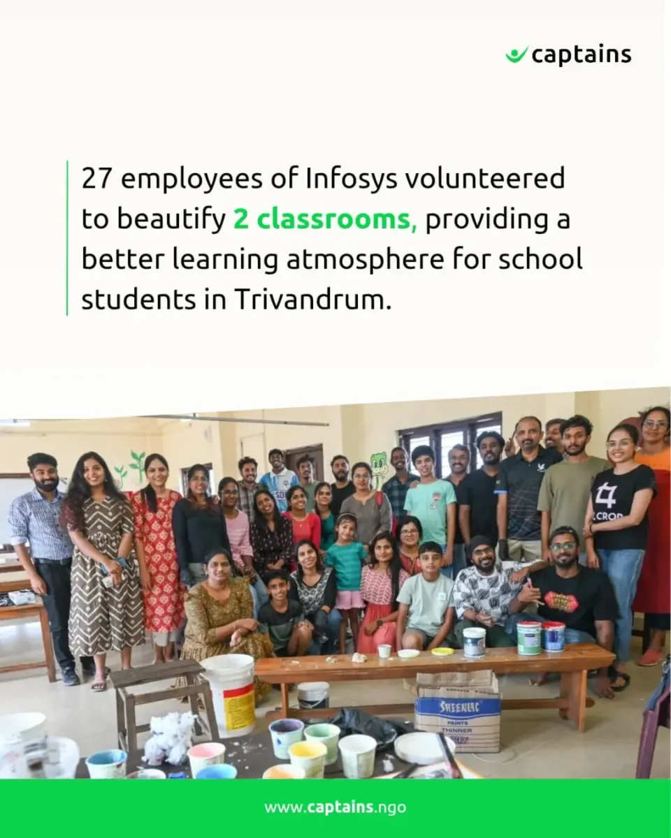 27 Employees of Infosys Painted a school in thiruvananthapuram