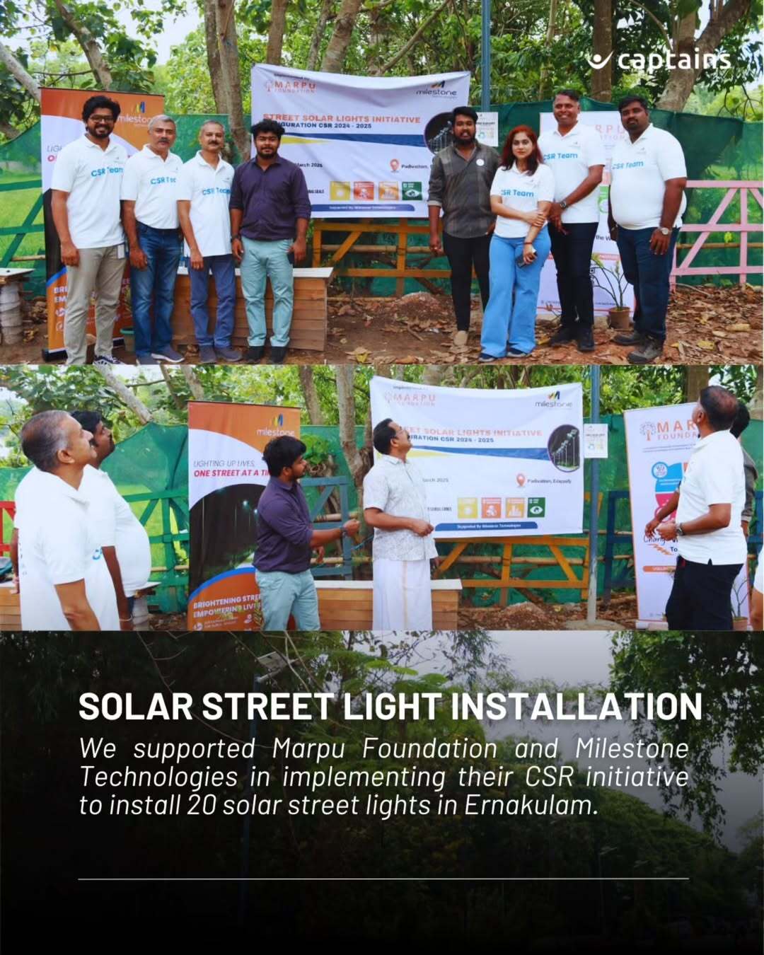 12 Employees of Milestone Technologies Installed Solar Street Linghts In Ernakulam