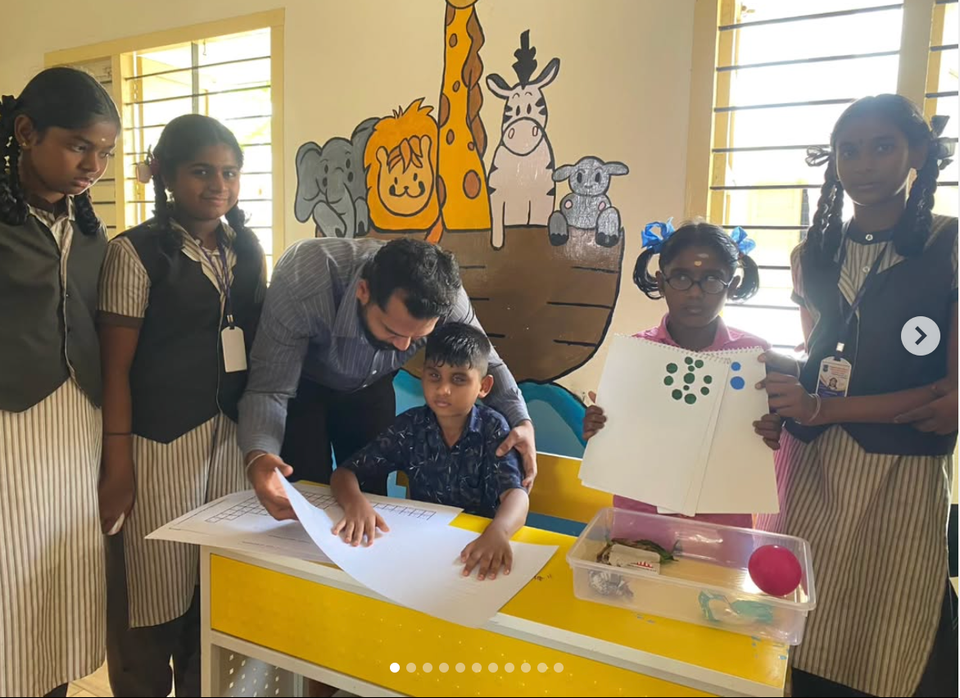 3 volunteers distributed 18 Braille Periodic Tables and 80 Tactile Science Cards to support 21 visually impaired students at Government Blind School, Uliyampalayam in collaboration with Being Jigyaasu and Wipro in Coimbatore